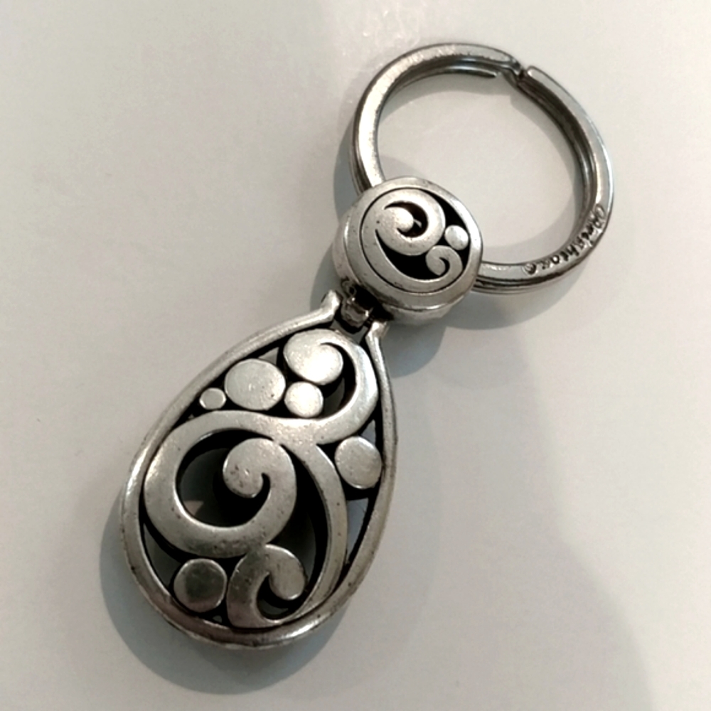 Brighton Silvertone Pierced Scrollwork Metal Key Chain